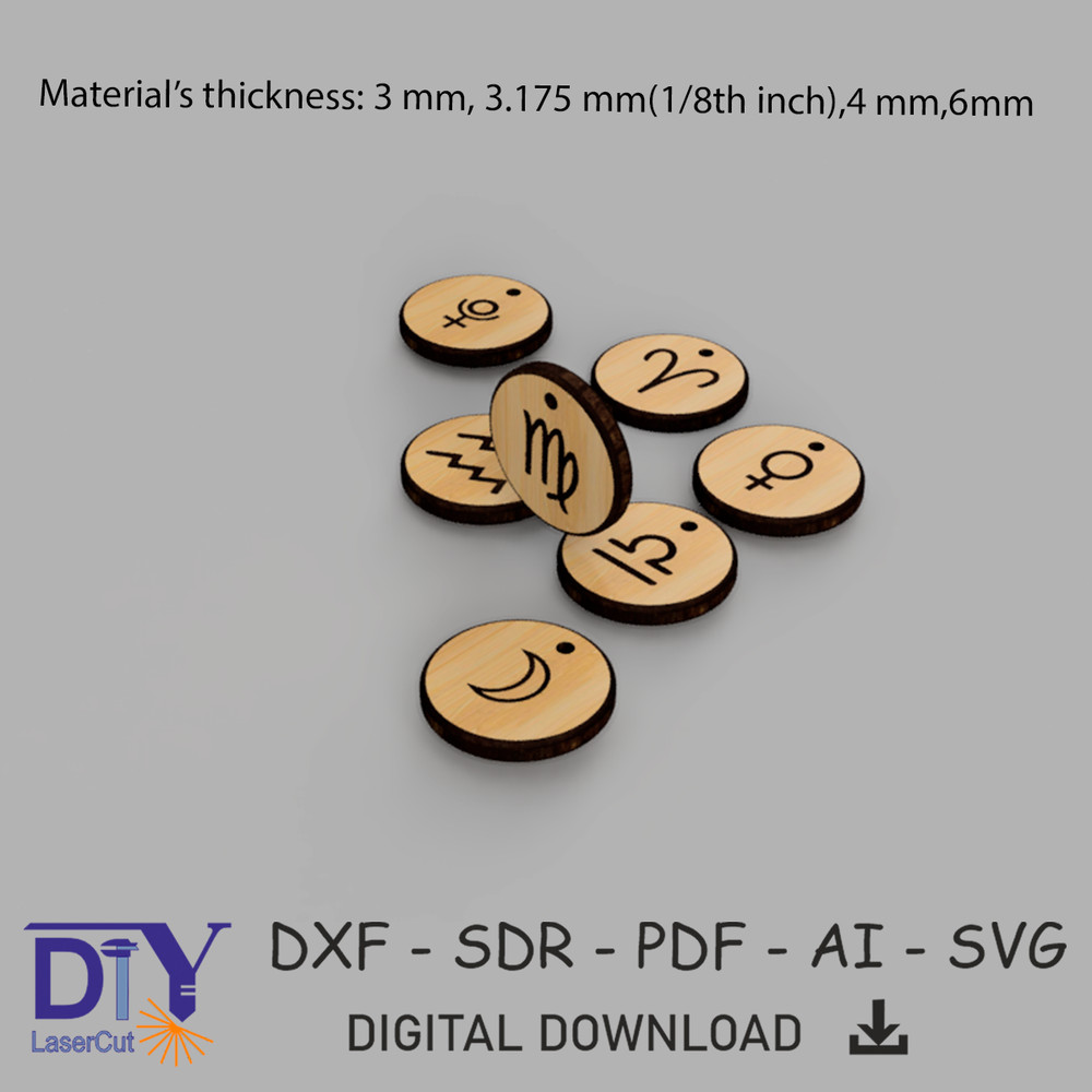 Wooden Zodiac Necklace Double Sided 0