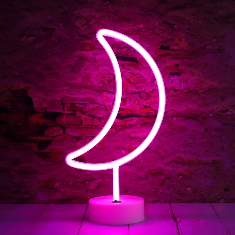 Led Neon Moon LED Neon Moon Lights, Moon Shape Neon Signs | Inspire Uplift