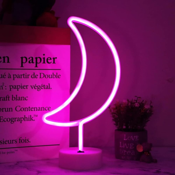 Led Neon Moon LED Neon Moon Lights, Moon Shape Neon Signs | Inspire Uplift