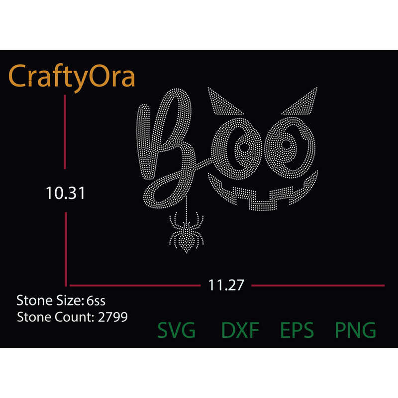 Halloween Boo Rhinestone Template 0