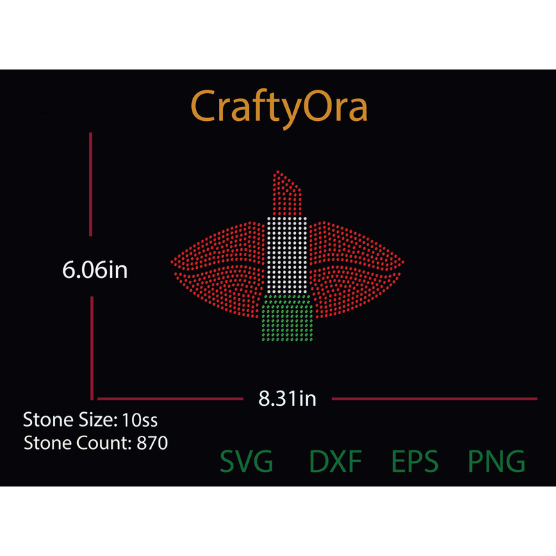 Lipstick Rhinestone Template 18 0