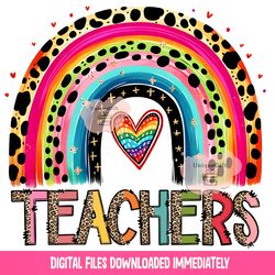 teacher rainbow png, teacher png, teacher appreciation png cute retro design, back to school png