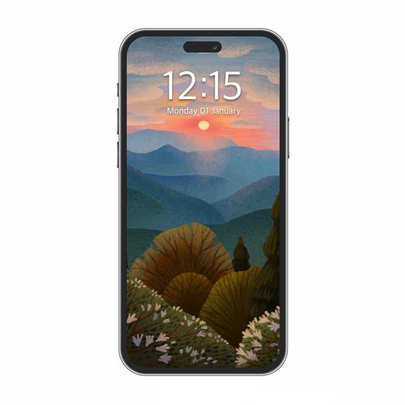 Digital Postcard Digital Wallpaper Autumn Sunset Backgrounds In Flatstyle 1