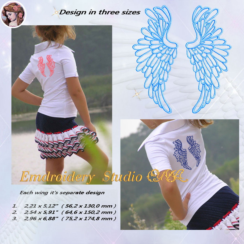 Machine Embroidery Design Wings 2  Kiss Embroidery Design  Angel Wings  Wings wings Embroidery  Digital Product 1