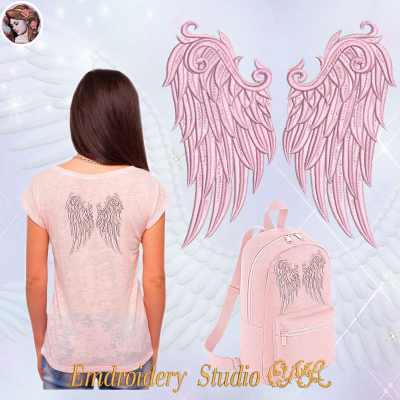 Machine Embroidery Design Wings 3  Kiss Embroidery Design  Angel Wings  Wings wings Embroidery  Digital Product 1