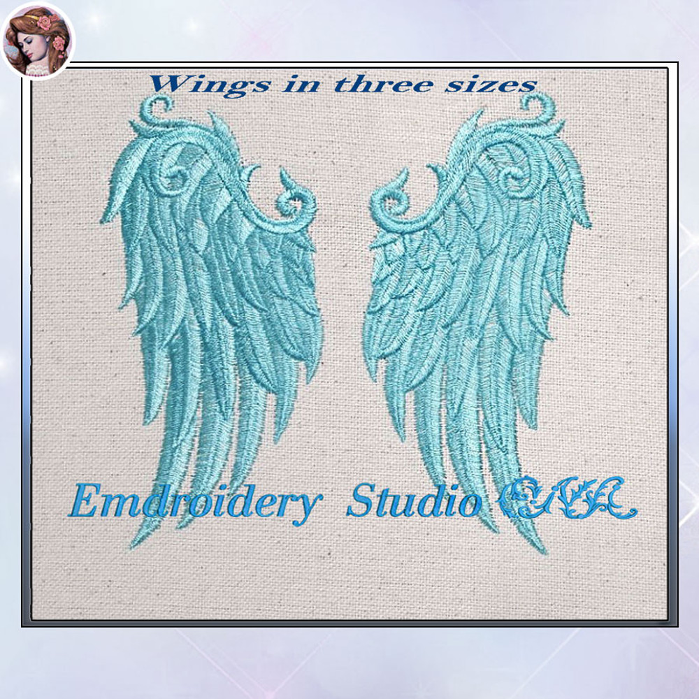 Machine Embroidery Design Wings 3  Kiss Embroidery Design  Angel Wings  Wings wings Embroidery  Digital Product 3