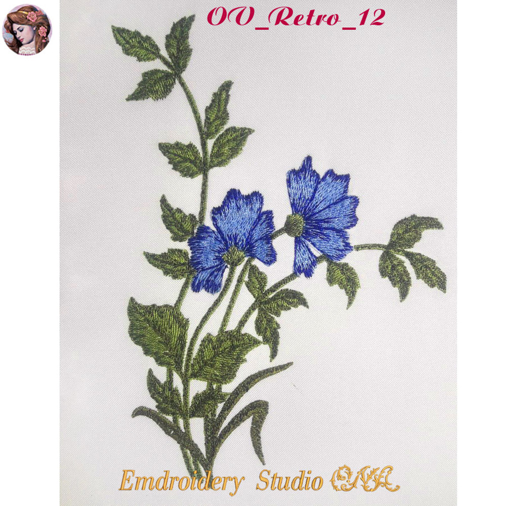 Machine Embroidery Design OV Retro 12 Of Series Flower Retro 2 Sizes Flower Embroidery Flower Digital Product 3