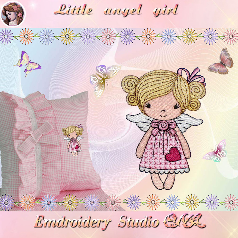 Machine Embroidery Design Little Angel Girl 2 Sizes Angel Embroidery Angel Valentines Day Digital Product 0