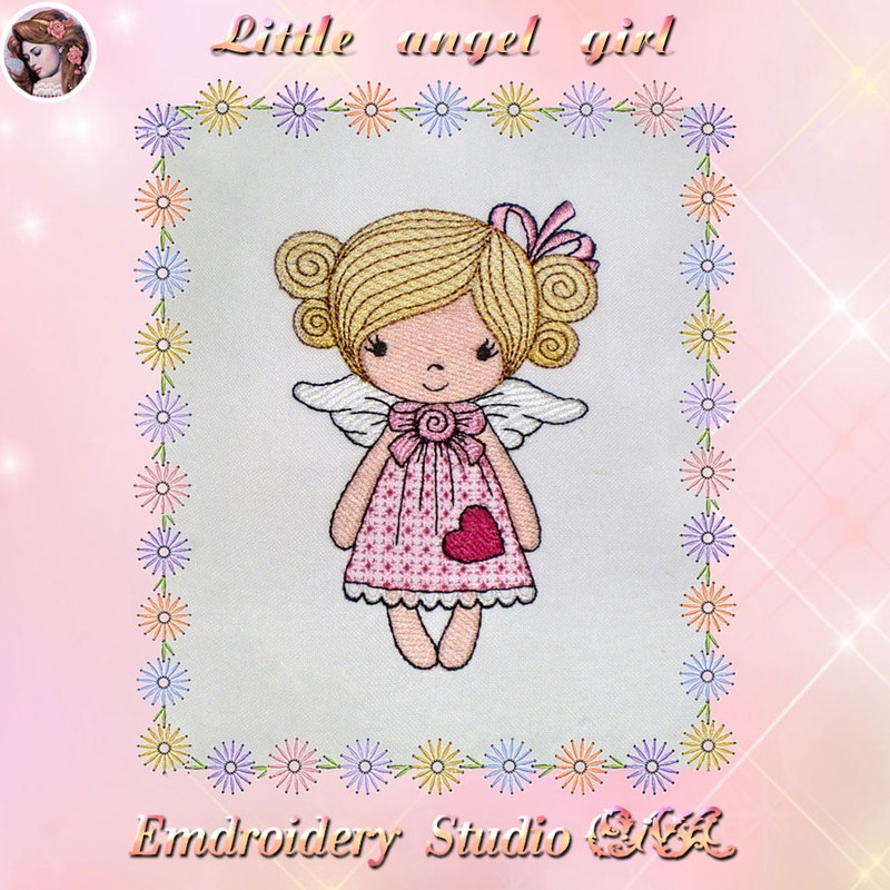 Machine Embroidery Design Little Angel Girl 2 Sizes Angel Embroidery Angel Valentines Day Digital Product 1