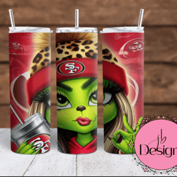 Teenage Female Grinch with San Francisco hat 20oz and 30oz Sublimation tumbler wraps PNG