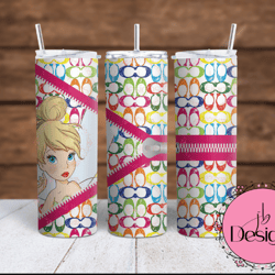 Coach & Tinkerbell Designer Sublimation tumbler wraps - 30oz Straight, 20oz Straight and 20oz Tapered wraps included PNG