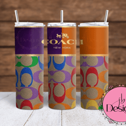 Rainbow Coach Designer Sublimation tumbler wraps - 30oz Straight, 20oz Straight and 20oz Tapered wraps included PNG
