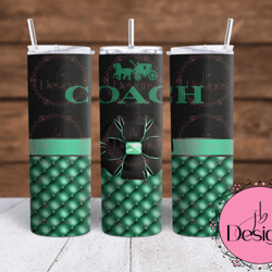 Black & Green Tufted  Coach Designer Sublimation tumbler wraps -30oz Straight,  20oz Straight wraps