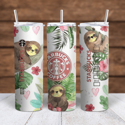 Sloth Starbucks Sublimation tumbler wrap 300DPI 20oz -30oz straight Wrap  included