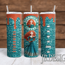 Disney's Brave Glitter  Starbucks Sublimation tumbler wrap 300DPI 20oz -30oz straight Wrap  included