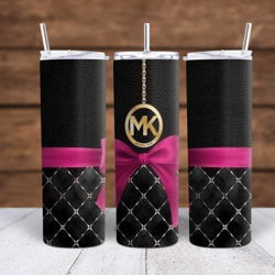Michael Kors Black with Pink Ribbon Sublimation tumbler wrap 300DPI 20oz -30oz straight Wrap  included