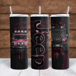 Black and Pink Jeep  Sublimation tumbler wrap 300DPI 20oz -30oz straight Wrap  included