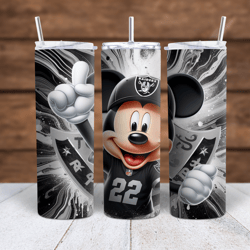 Mickey Mouse Las Vegas Raiders Football Sublimation tumbler wrap 300DPI 20oz -30oz straight Wrap  included