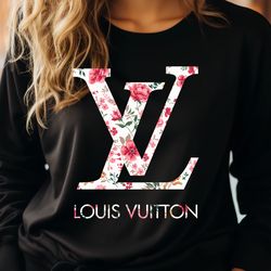 Designer Louis Vuitton White with Delicate flowers Logo Design- Sublimation PNG 300dpi