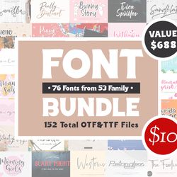 Impressive 53 Premium Fonts bundle - Calligraphy, script, brush and more!