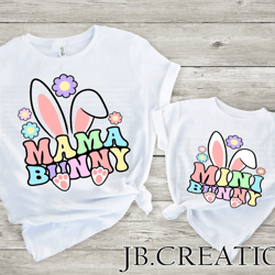 Mama Bunny and Mini Bunny Sublimation T shirt Design PNG 300 dpi