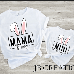 Mama Bunny and Mini Bunny Sublimation T shirt Design PNG