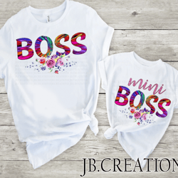 Rainbow BOSS and MINI BOSS Sublimation T shirt Design PNG
