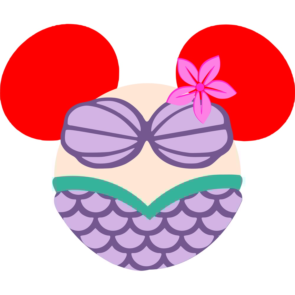 Disney Mickey Mouse Minnie Mouse Head Shape Ariel Little Mermaid SVG PNG Included 0