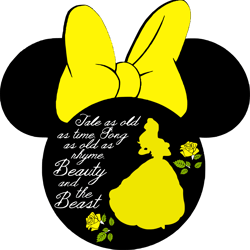 disney - mickey mouse minnie mouse head shape belle from beauty & the beast saying - svg & png included