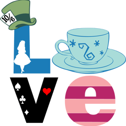 alice in wonderland love sublimation cricut svg and png included