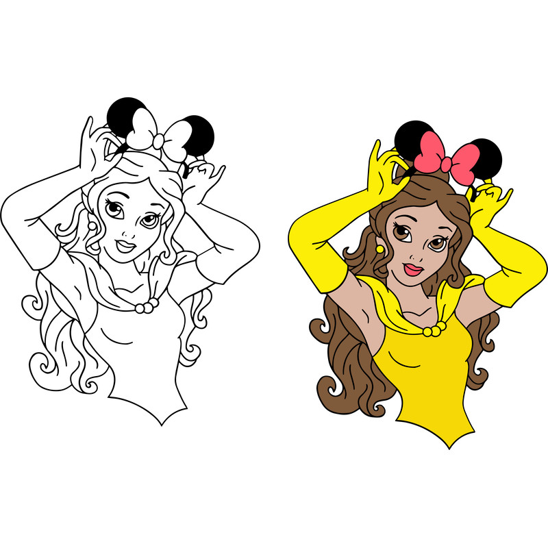 Disney Beauty And The Beast Belle With Mickey Ears SVG PNG 0