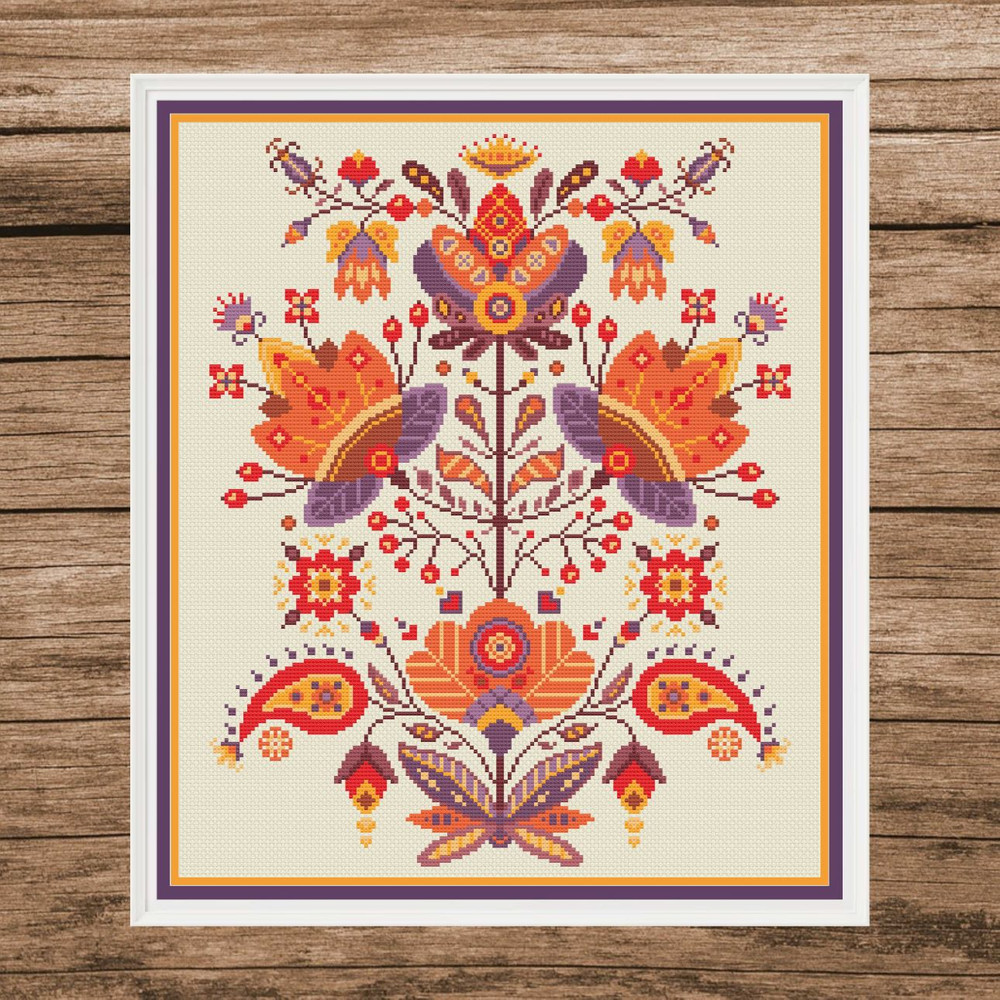 Cross Stitch Pattern Tree Of Life Autumn Simple Ornament PDF Instant Download 0