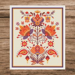 cross stitch pattern tree of life. autumn, simple ornament pdf instant download