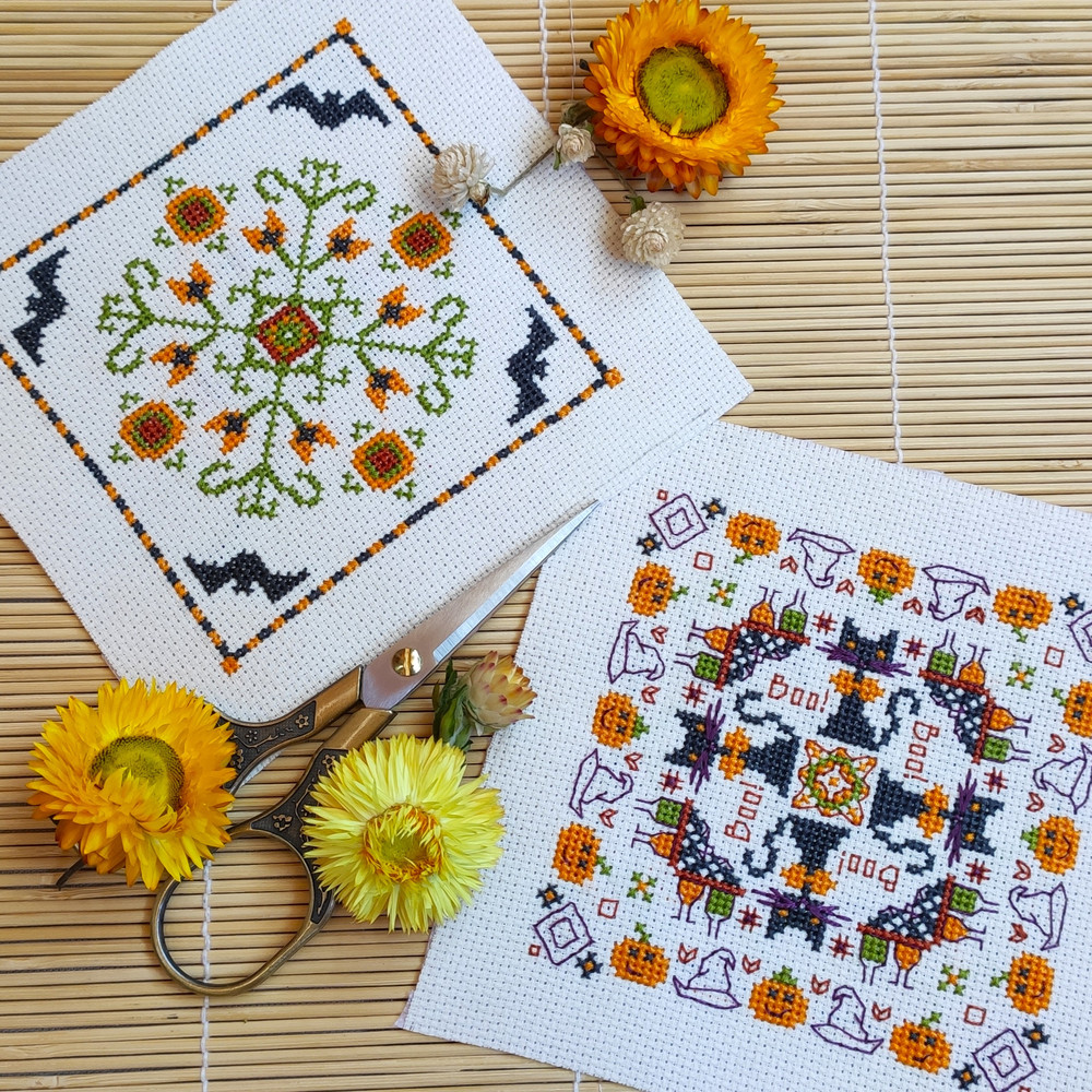 Cross Stitch Pattern Halloween Pincushion Easy Biscornu PDF Instant Download 1