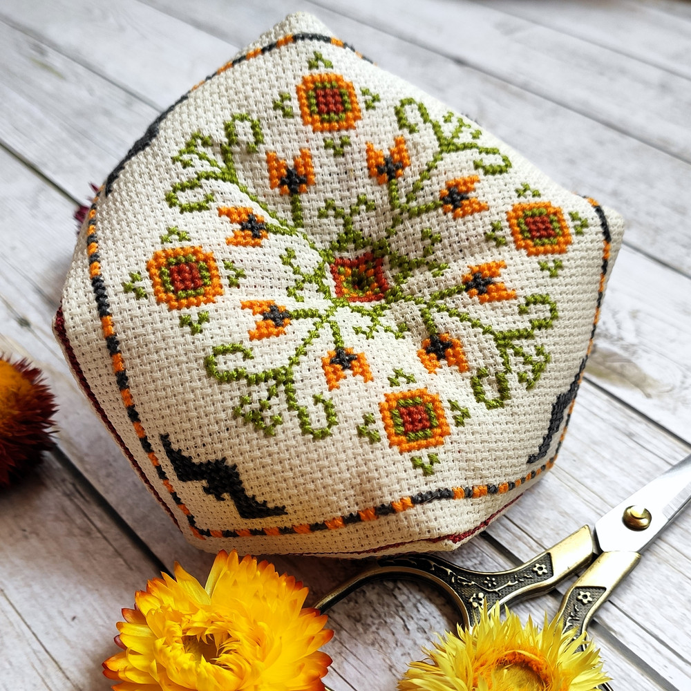 Cross Stitch Pattern Halloween Pincushion Easy Biscornu PDF Instant Download 2