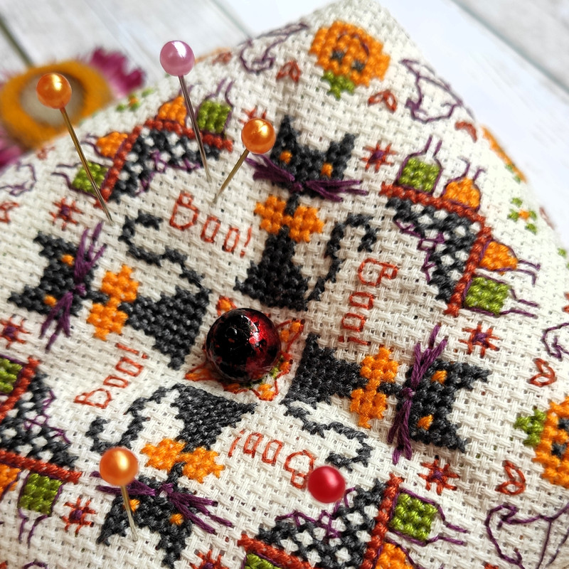Cross Stitch Pattern Halloween Pincushion Easy Biscornu PDF Instant Download 3