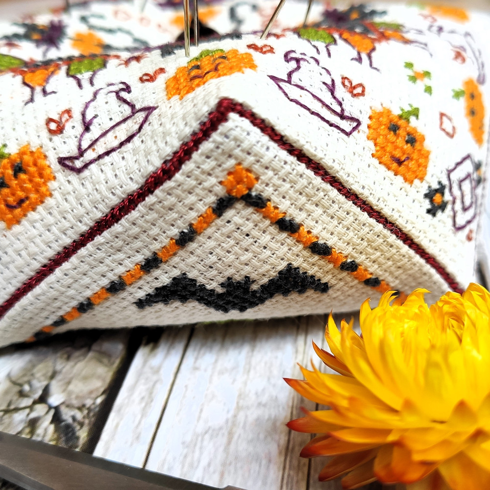 Cross Stitch Pattern Halloween Pincushion Easy Biscornu PDF Instant Download 4