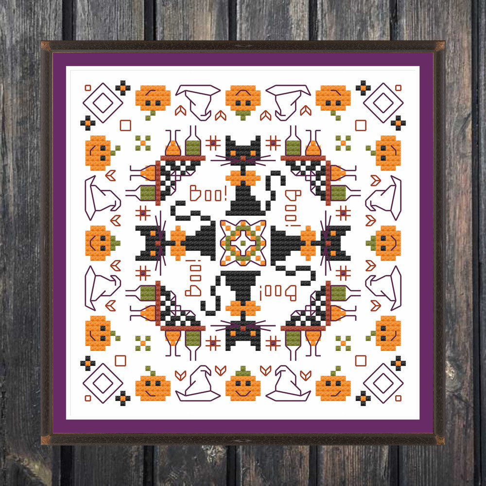 Cross Stitch Pattern Halloween Pincushion Easy Biscornu PDF Instant Download 5