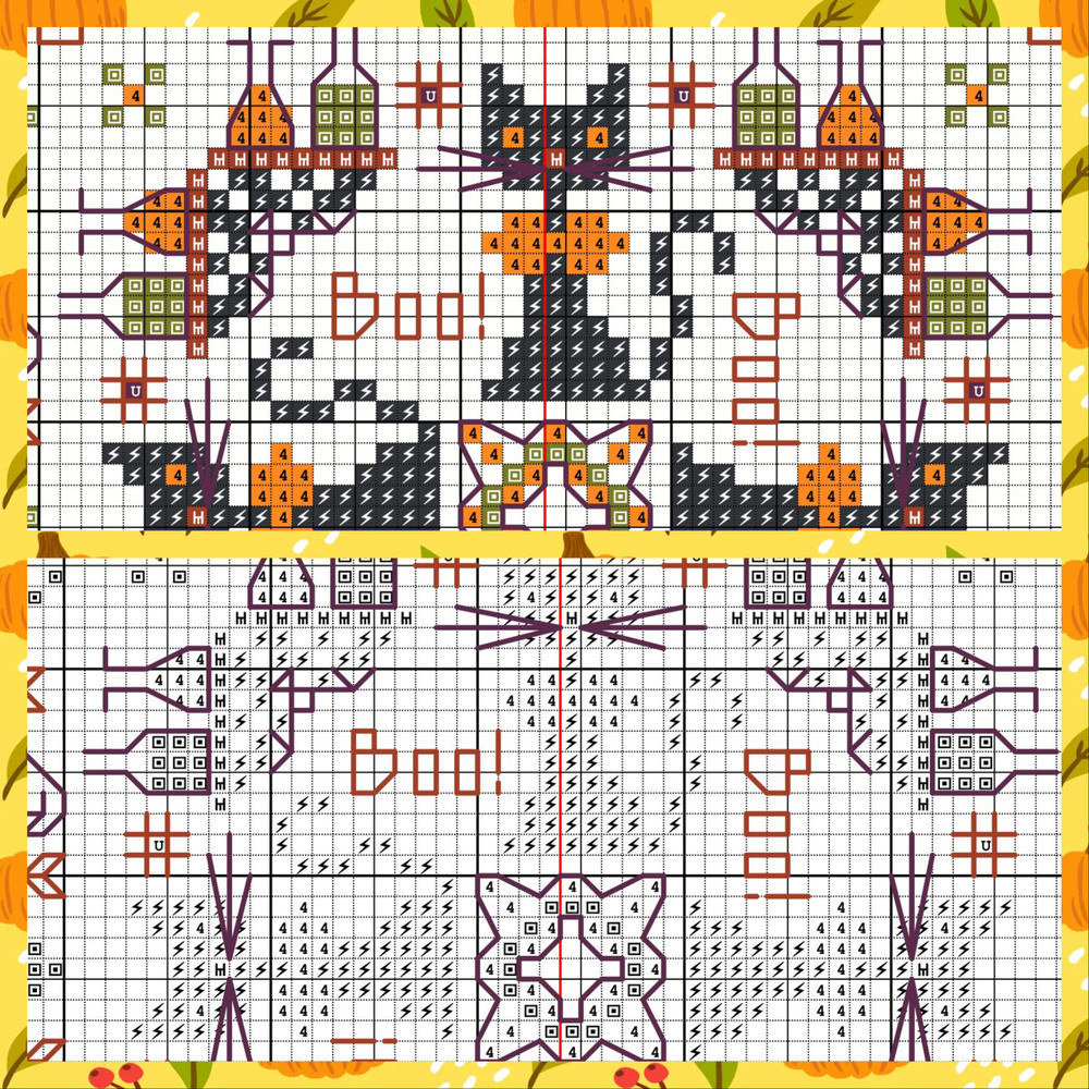 Cross Stitch Pattern Halloween Pincushion Easy Biscornu PDF Instant Download 6