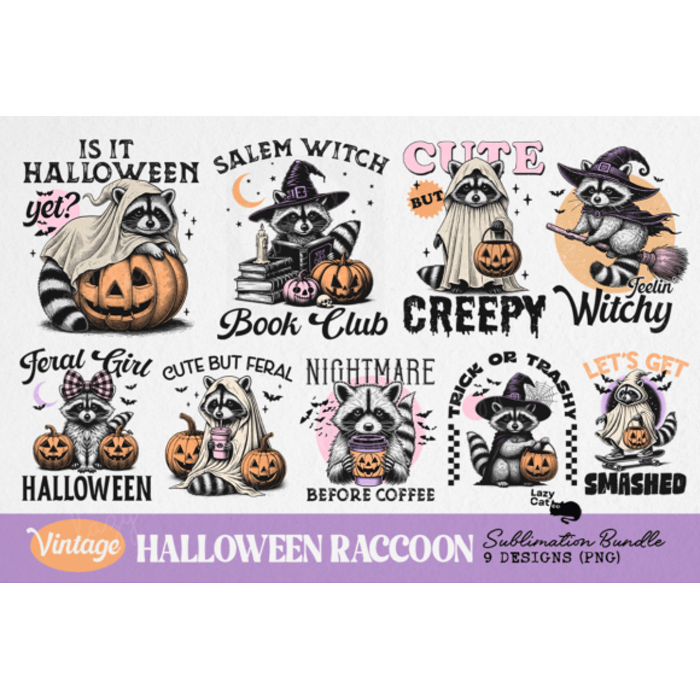 Halloween Racoon Funny Png Digital Files 0