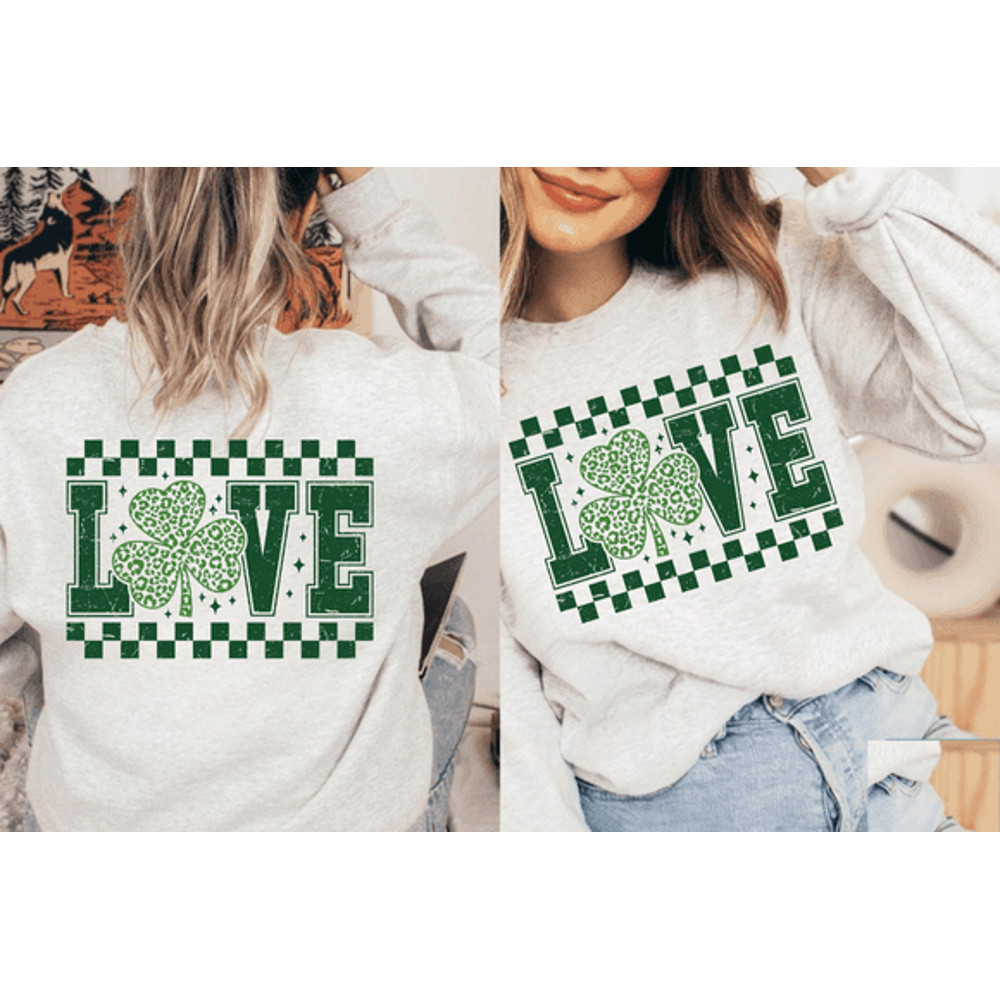 Retro Love Shamrock St Patricks Day Funny Bundle Png Digital Files Sublimation Dtf 0