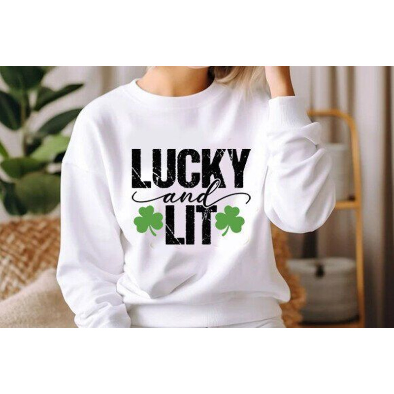 Shamrock St Patricks Lucky And Lit Png Digital Files Sublimation Dtf 0