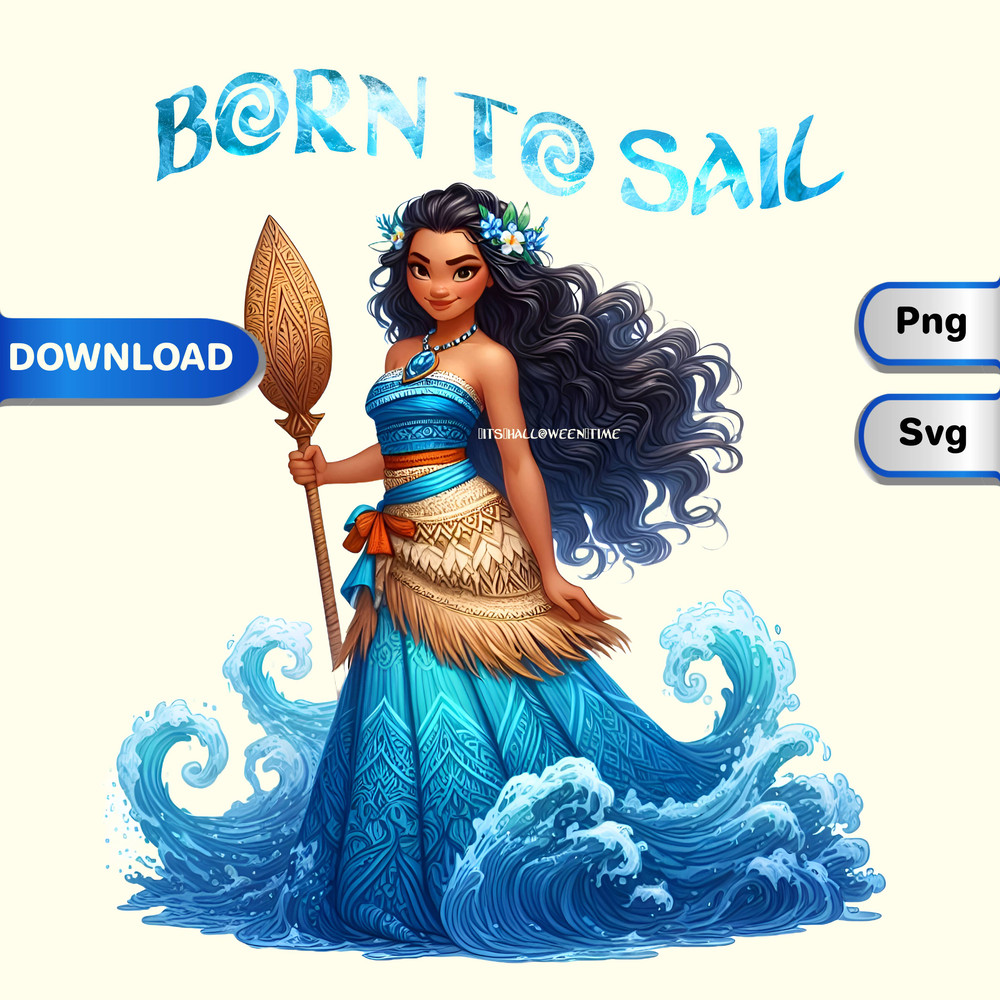 Moana Born To Sail Disney Princess Halloween SVG  PNGDisney Character ClipartDisney Printable 0