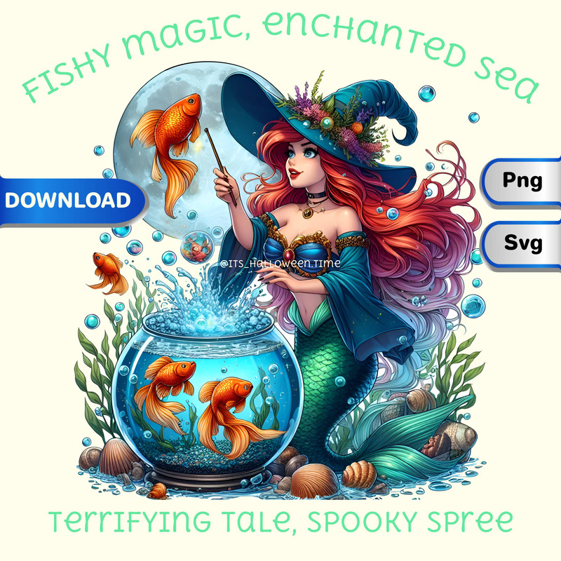 Princess Ariel Sea Witch Disney Princess Halloween SVG PNGDisney Character ClipartDisney Printable 0