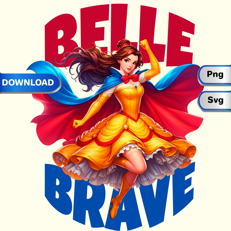 Belle The Brave Disney Princess Halloween SVG PNGDisney Character ClipartDisney Printable 0