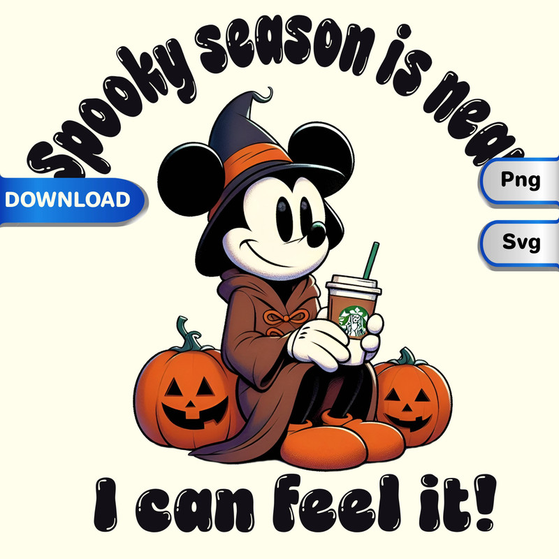 Mickey Mouse Spooky Season Is NearDisney Princess Halloween SVG  PNGDisney Character ClipartDisney Printablel 0