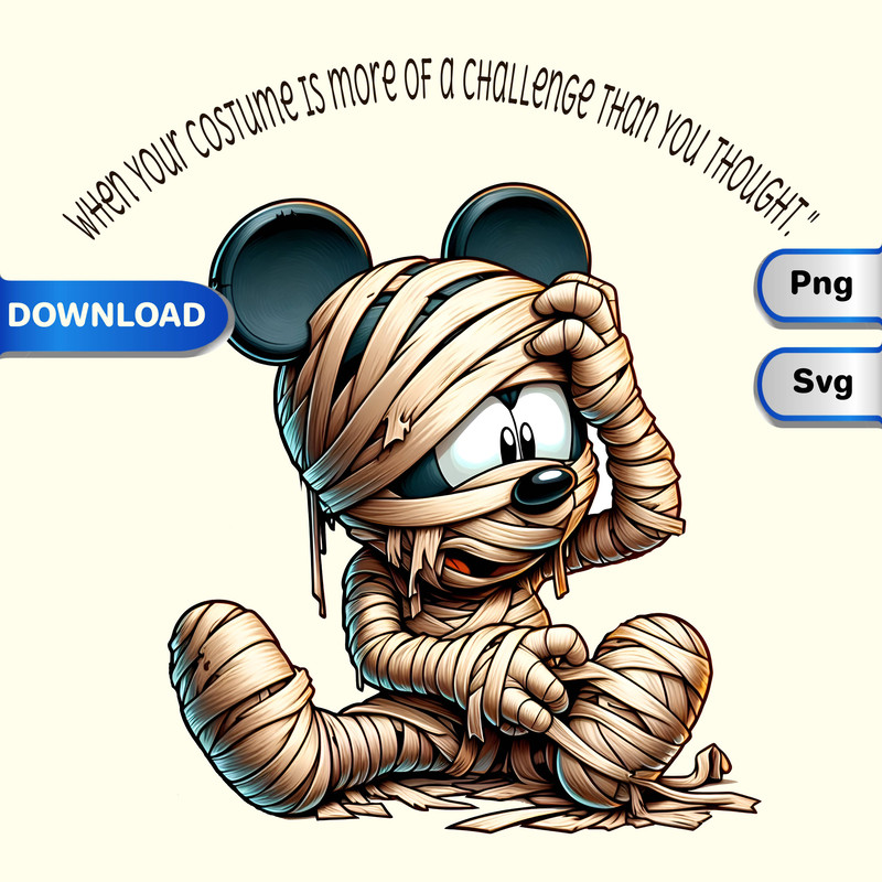 Mickey Mouse MummyDisney Pixar Halloween SVG PNG Mickey Not So Scary Disney Characters ClipartDisney Printable 0