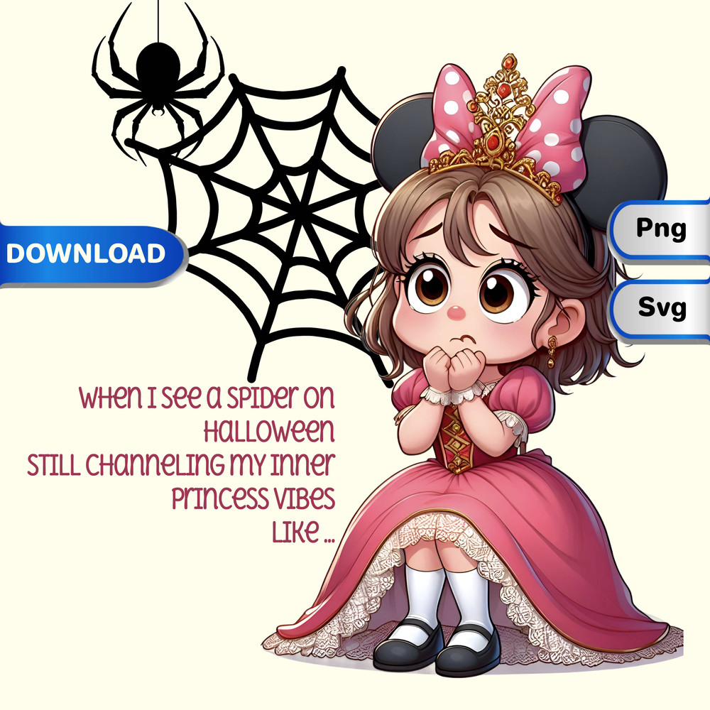 Minnie Mouse Dont Like Spider Disney Pixar Halloween SVG  PNGmickeyDisney Characters ClipartDisney Printable 0