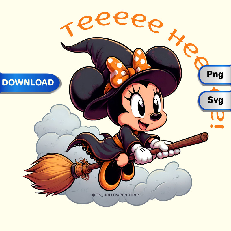 Minnie Mouse Witch Flying Tee HeeDisney Pixar Halloween SVG  PNGmickeyDisney Characters ClipartDisney Printable 0
