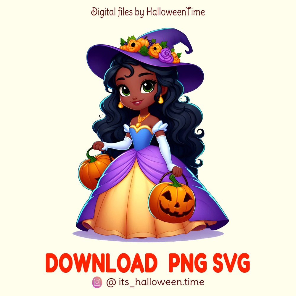 Princess Tiana Trick Or TreatDisney Pixar Halloween SVG PNGmickeyDisney Characters ClipartDisney Printable 1